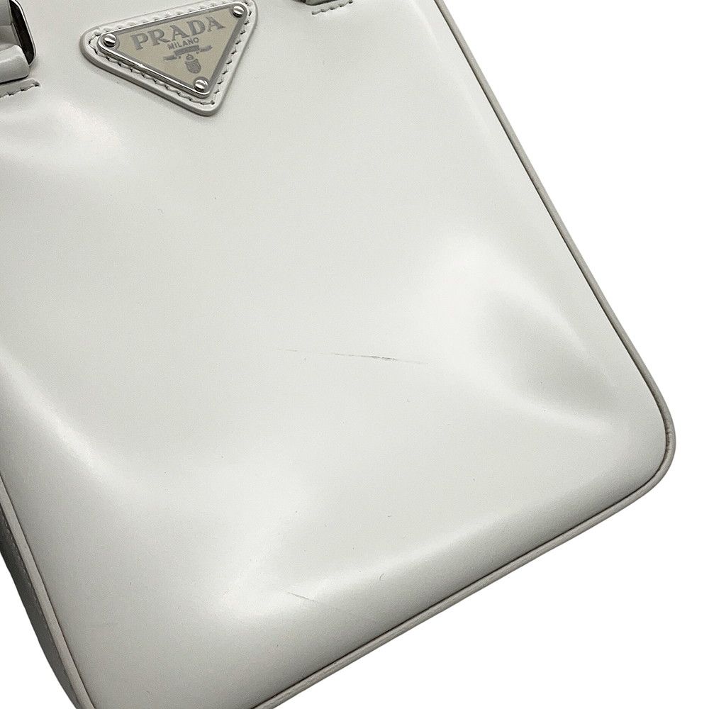 Prada Handbag Spazzolato Small Triangle Logo Leather 2-Way Shoulder White — view 7