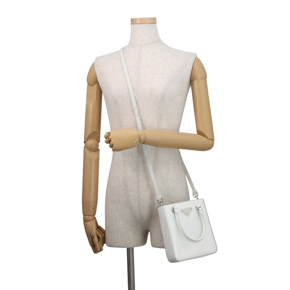 Prada Handbag Spazzolato Small Triangle Logo Leather 2-Way Shoulder White — view 5