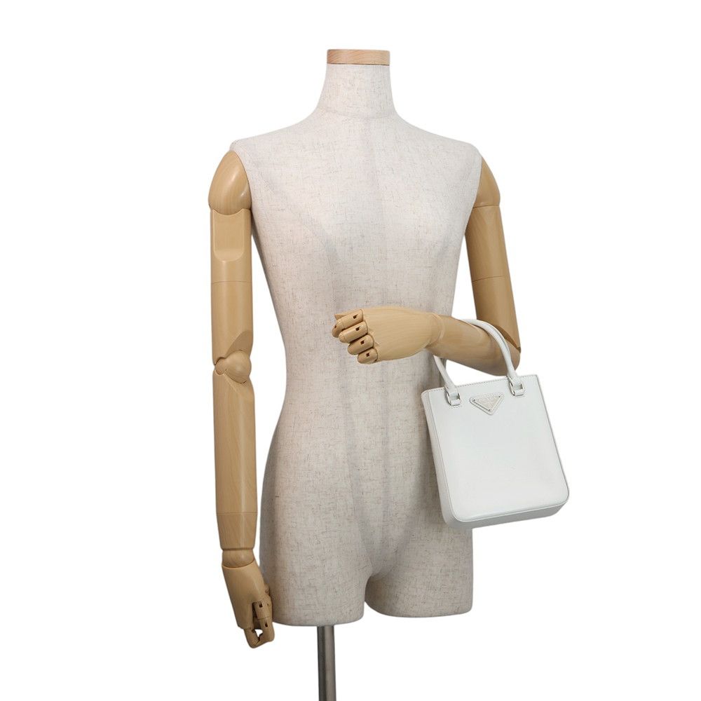 Prada Handbag Spazzolato Small Triangle Logo Leather 2-Way Shoulder White — view 4