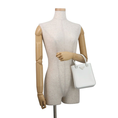 Prada Handbag Spazzolato Small Triangle Logo Leather 2-Way Shoulder White — view 4