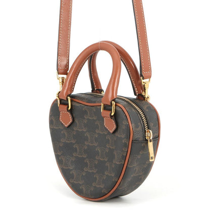 Celine Triomphe Heart Leather 2-Way Shoulder Bag Brown — view 2
