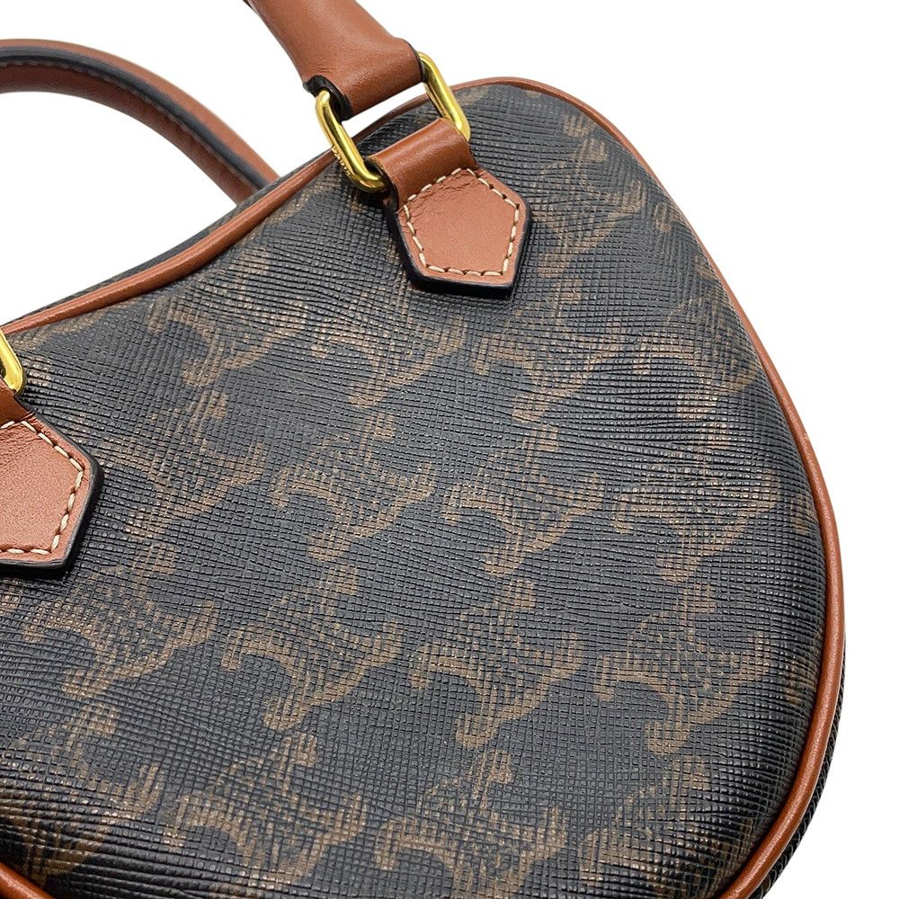 Celine Triomphe Heart Leather 2-Way Shoulder Bag Brown — view 8