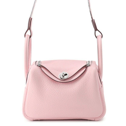 Hermes Lindy Mini Verso Rose Sakura Grease Silver Taurillon Clemence 2-Way