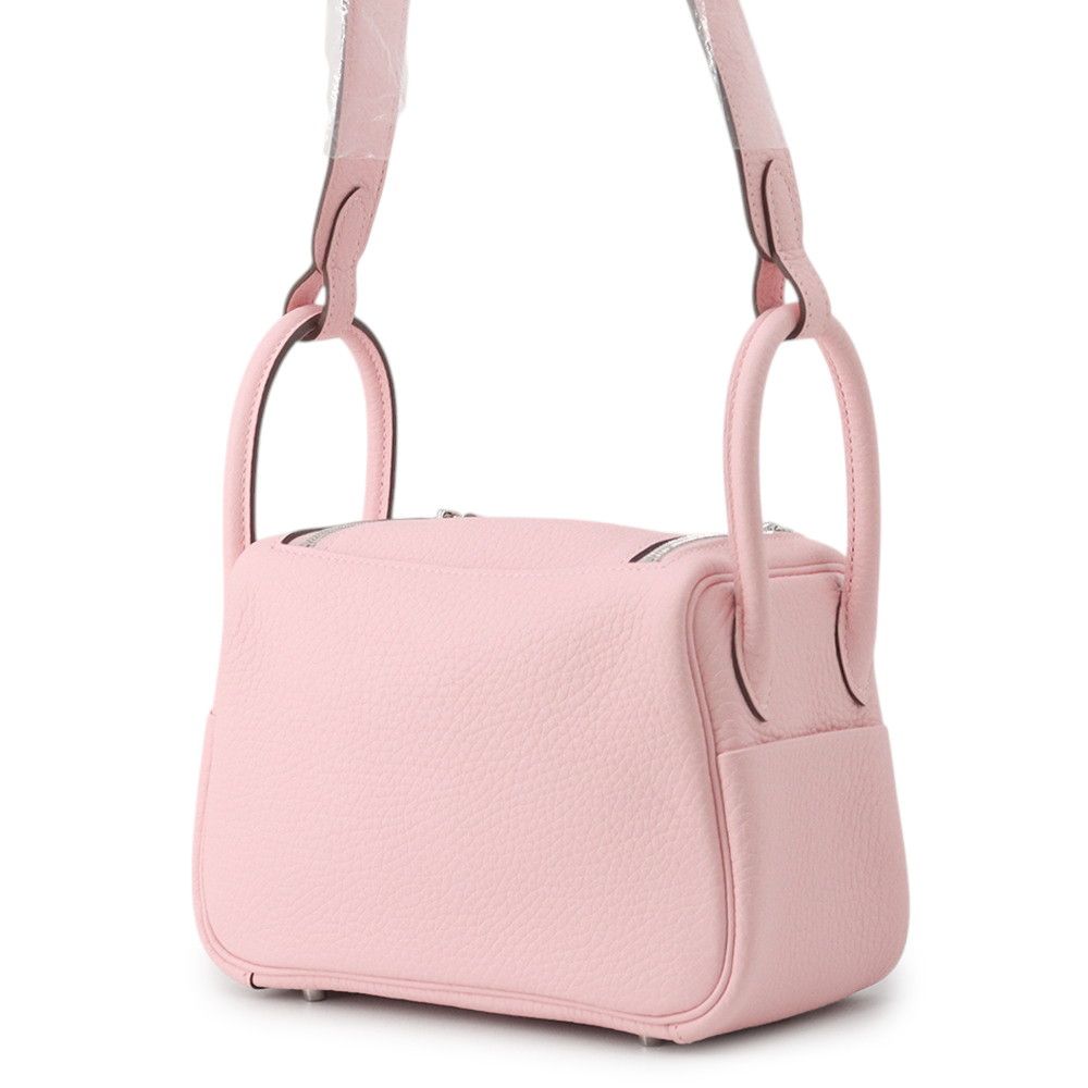 Hermes Lindy Mini Verso Rose Sakura Grease Silver Taurillon Clemence 2-Way — view 2