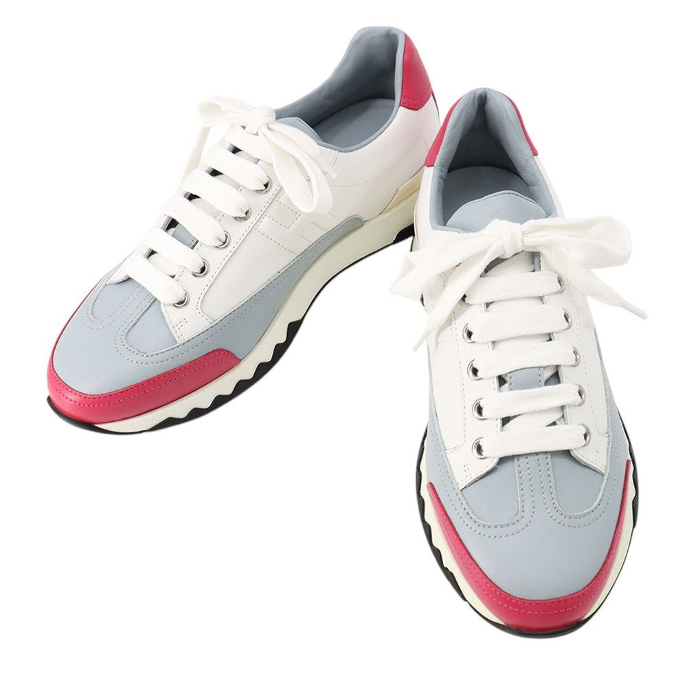 Hermes Sneakers Trail Leather 37.5 Shoes White