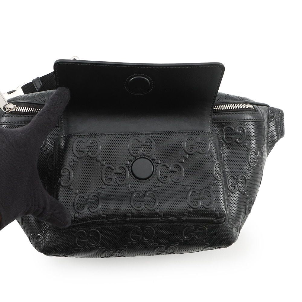 Gucci Belt Bag GG Embossed Bag Leather Black — view 5