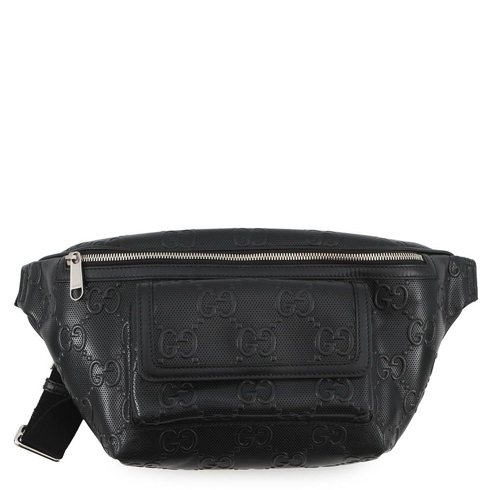 Gucci Belt Bag GG Embossed Bag Leather Black