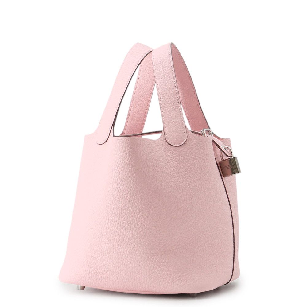 Hermes Handbag Picotin Lock PM Rose Sakura Silver Taurillon Clemence Tote — view 2