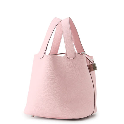 Hermes Handbag Picotin Lock PM Rose Sakura Silver Taurillon Clemence Tote — view 2