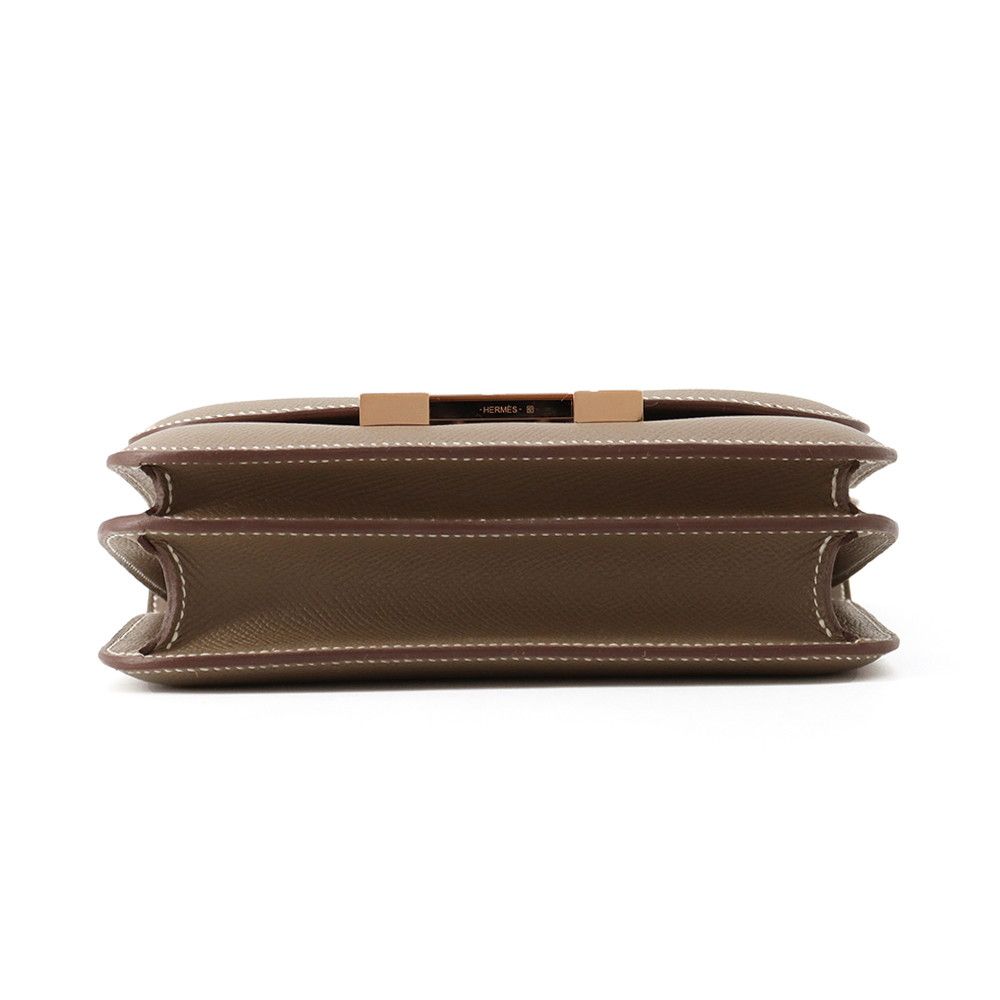 Hermes Shoulder Bag Mini Constance 3 Miloire Etoupe Pink Gold Epsom — view 3