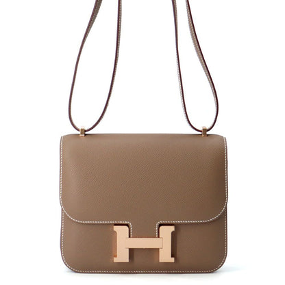 Hermes Shoulder Bag Mini Constance 3 Miloire Etoupe Pink Gold Epsom