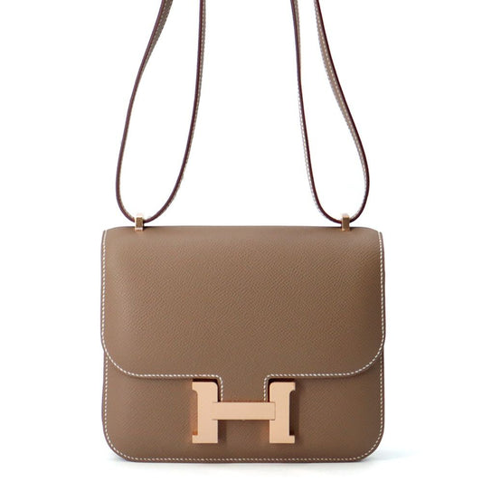 Hermes Shoulder Bag Mini Constance 3 Miloire Etoupe Pink Gold Epsom