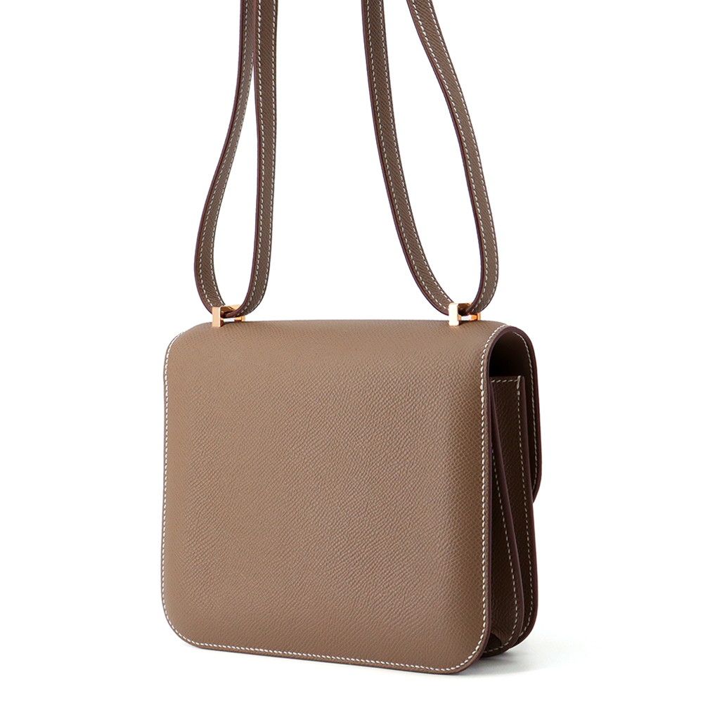 Hermes Shoulder Bag Mini Constance 3 Miloire Etoupe Pink Gold Epsom — view 2