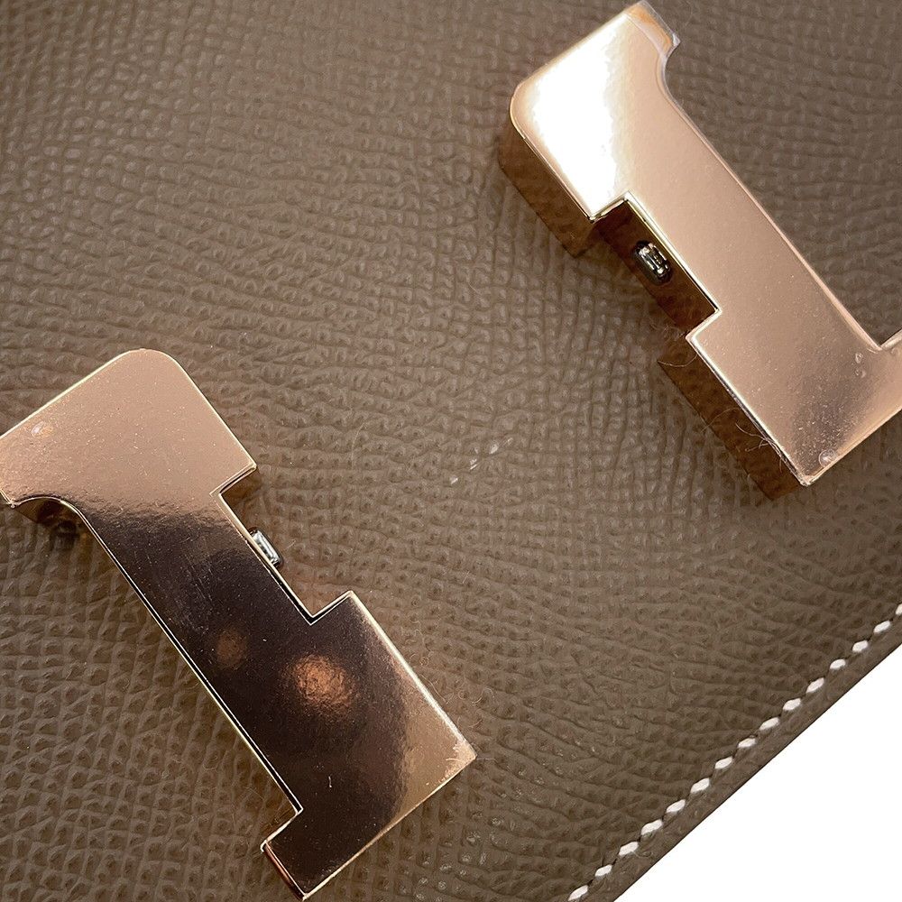 Hermes Shoulder Bag Mini Constance 3 Miloire Etoupe Pink Gold Epsom — view 8
