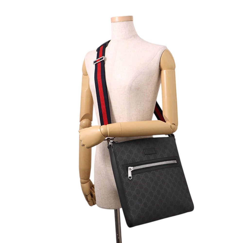 Gucci Shoulder Bag GG Supreme Leather Web Black — view 4