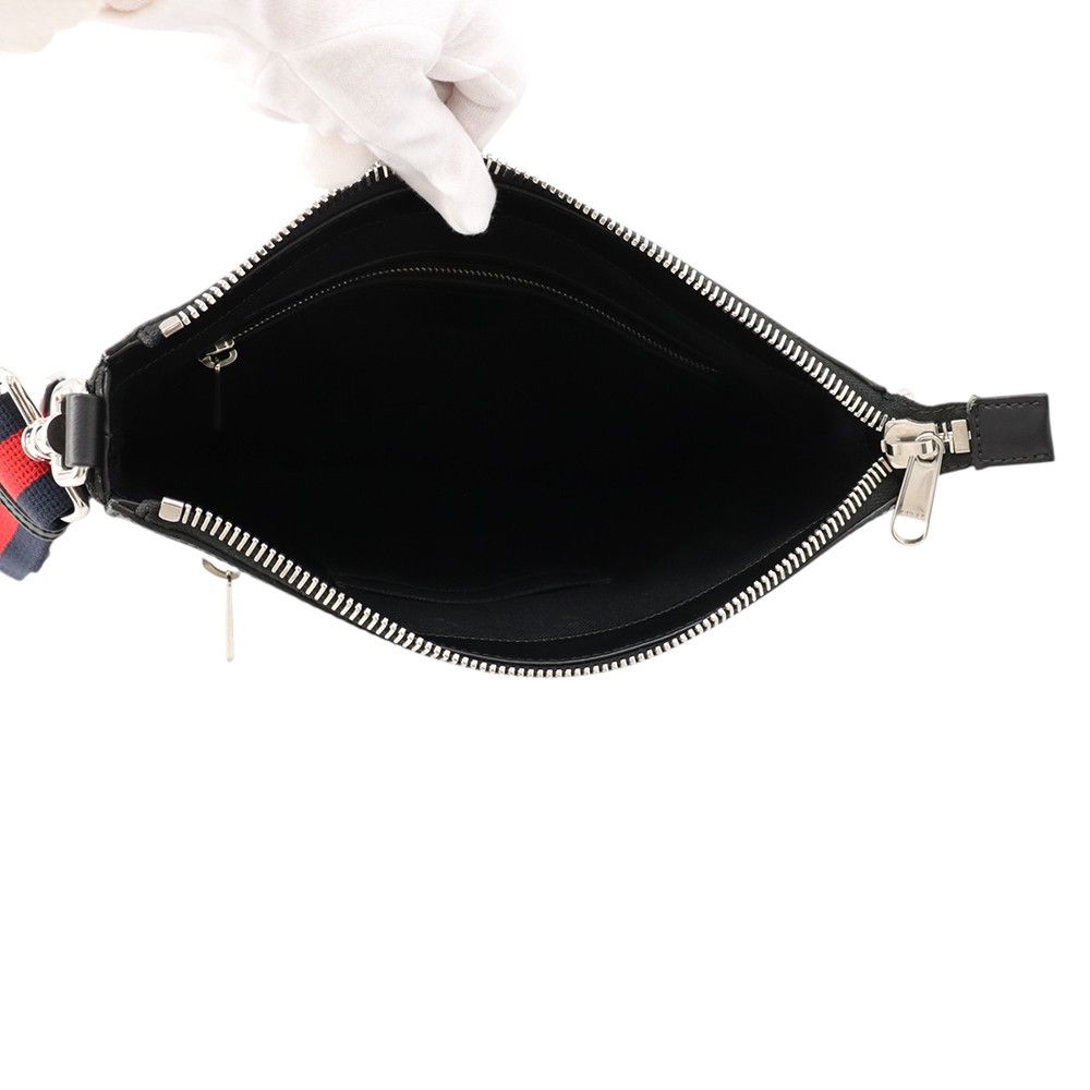 Gucci Shoulder Bag GG Supreme Leather Web Black — view 5