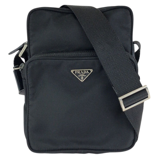 Prada Tessuto Black Silver Nylon Shoulder Bag Pochette