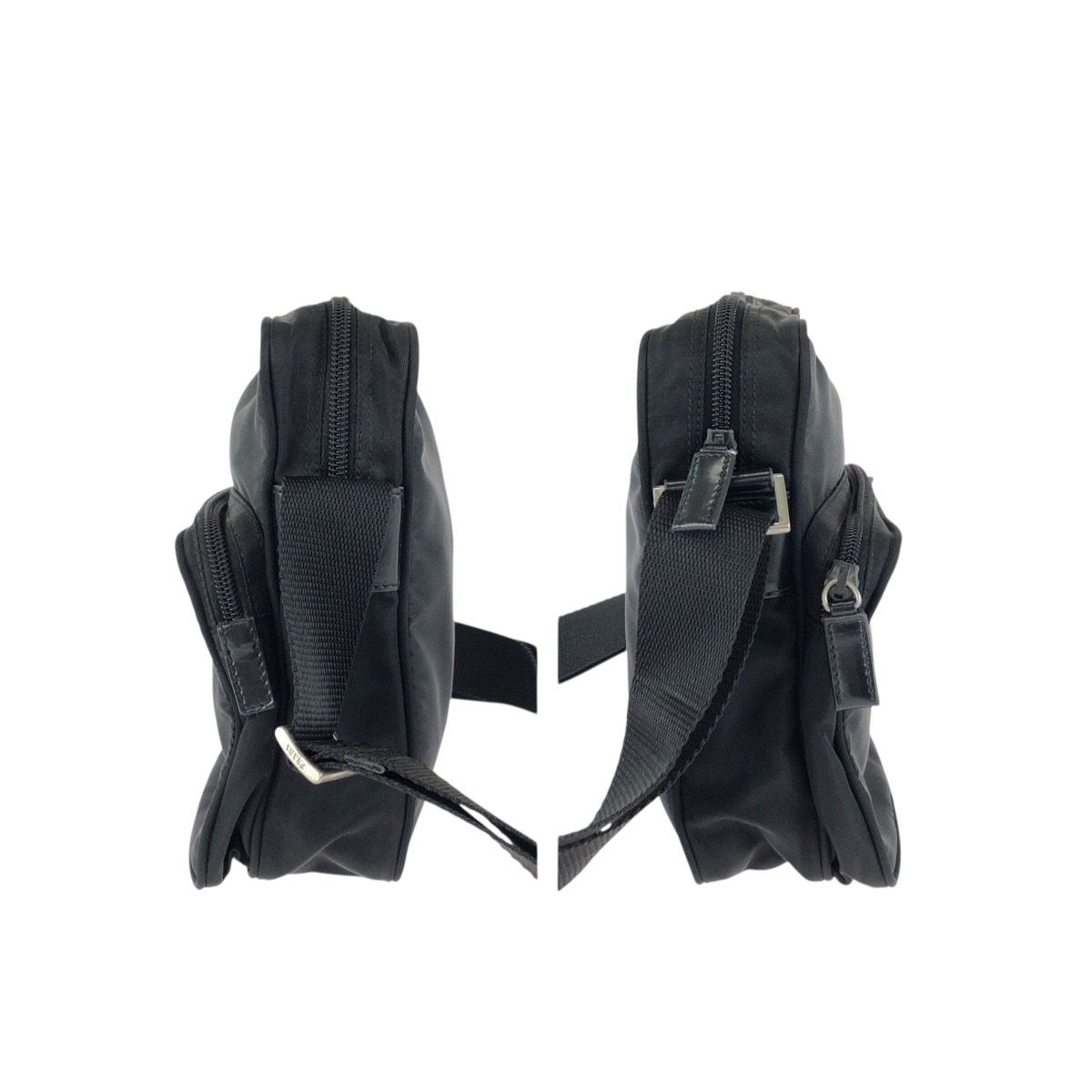 Prada Tessuto Black Silver Nylon Shoulder Bag Pochette — view 8