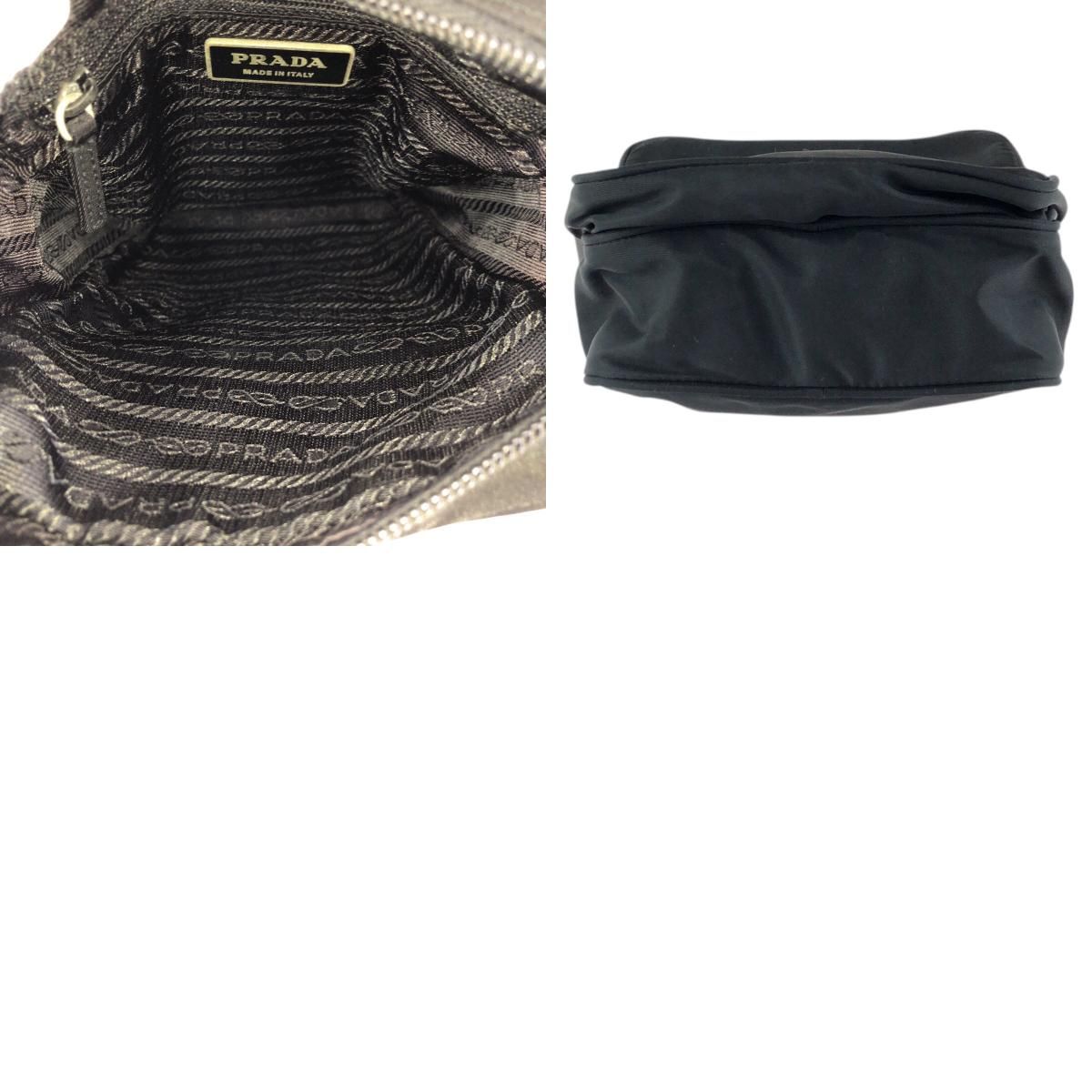 Prada Tessuto Black Silver Nylon Shoulder Bag Pochette — view 9