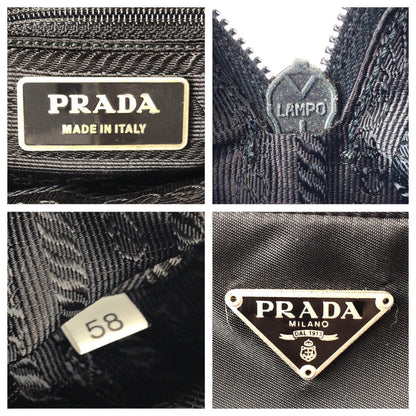 Prada Tessuto Black Silver Nylon Shoulder Bag Pochette — view 4