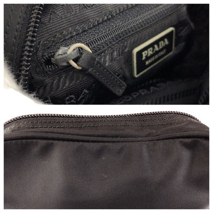 Prada Tessuto Black Silver Nylon Shoulder Bag Pochette — view 6