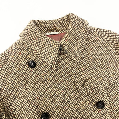 Max Mara Double Breasted Tweed Coat Insulation Jacket Half 42 Beige Brown — view 8