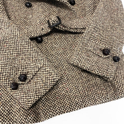 Max Mara Double Breasted Tweed Coat Insulation Jacket Half 42 Beige Brown — view 6