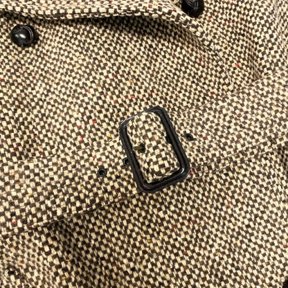 Max Mara Double Breasted Tweed Coat Insulation Jacket Half 42 Beige Brown — view 7