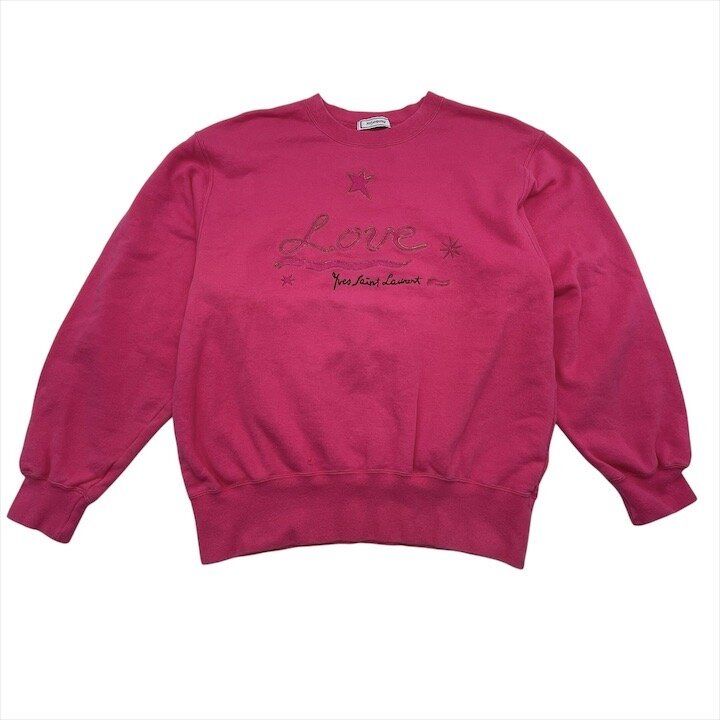 Saint Laurent Yves YSL Sweatshirt Long Sleeve M Cotton Pink