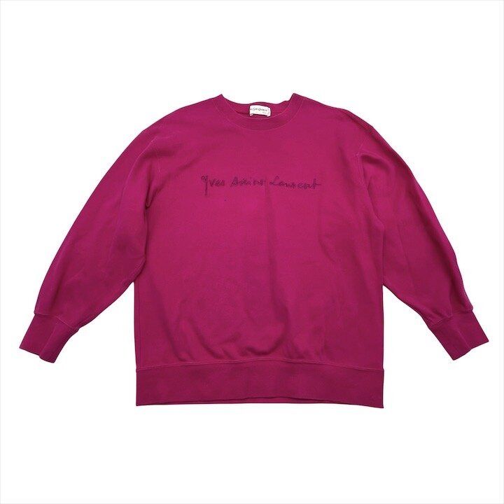 Saint Laurent Yves YSL Sweatshirt Long Sleeve M Cotton Pink