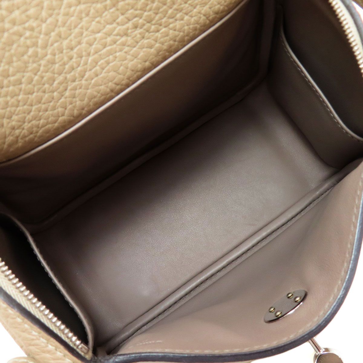 Hermes Lindy Mini Verso Maxi Quadrille Silver Handbag Taurillon — view 5