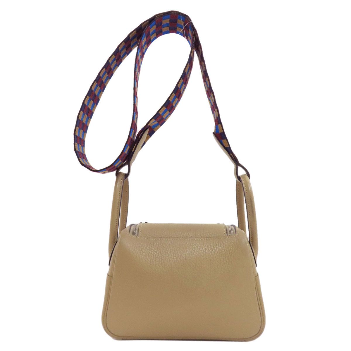Hermes Lindy Mini Verso Maxi Quadrille Silver Handbag Taurillon — view 2