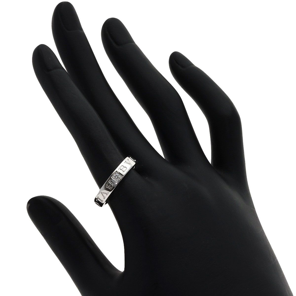 Bvlgari Double Logo Diamond Ring 18k White Gold — view 6