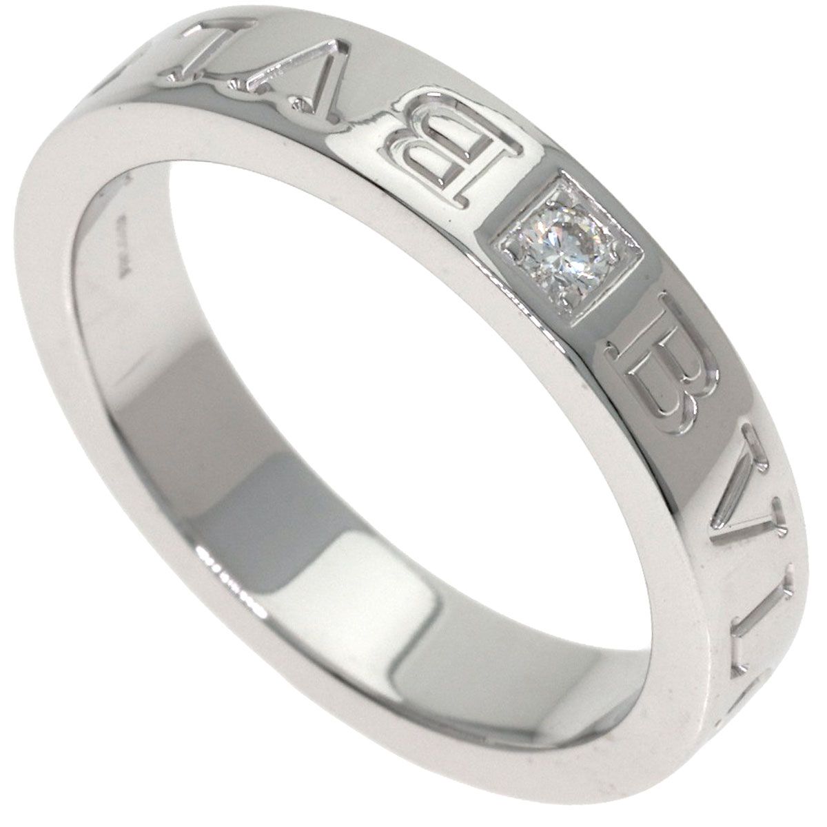 Bvlgari Double Logo Diamond Ring 18k White Gold