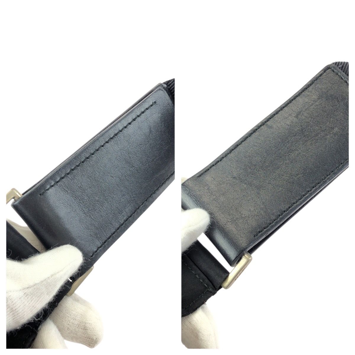 Prada Tessuto Black Silver Nylon Shoulder Bag — view 6