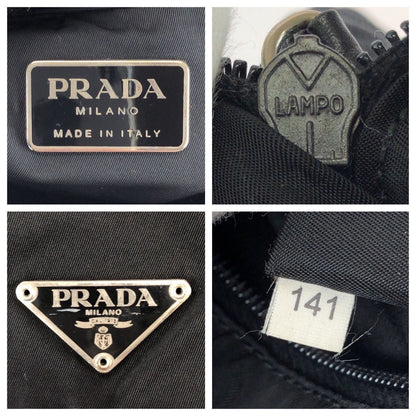 Prada Tessuto Black Silver Nylon Shoulder Bag — view 4