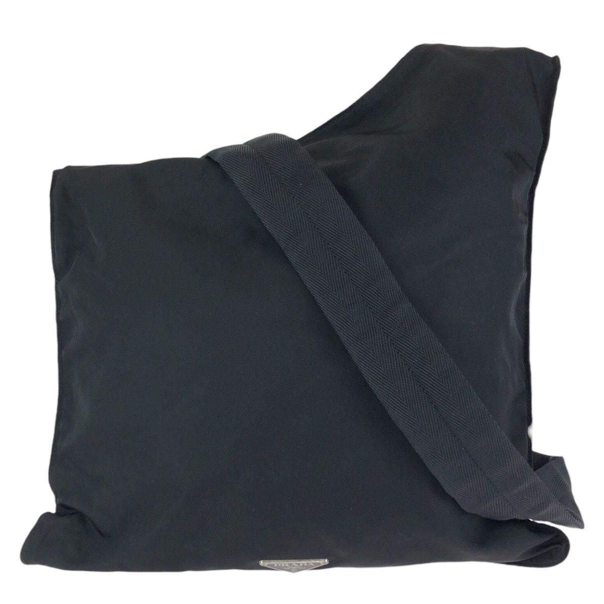 Prada Tessuto Black Silver Nylon Shoulder Bag