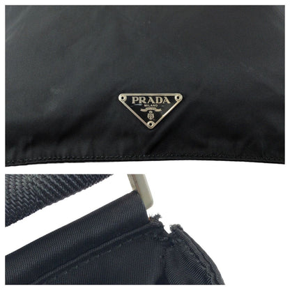 Prada Tessuto Black Silver Nylon Shoulder Bag — view 5