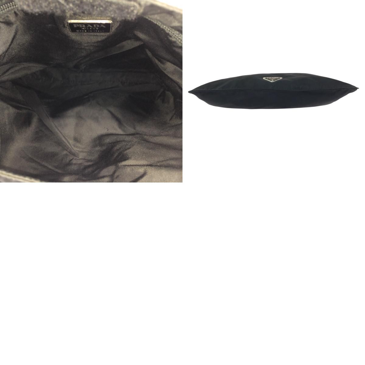 Prada Tessuto Black Silver Nylon Shoulder Bag — view 9