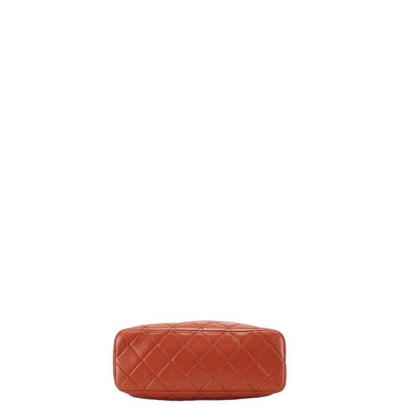 Chanel Quilted CC Logo Platinum Shoulder Bag Orange Brown Lambskin — view 4