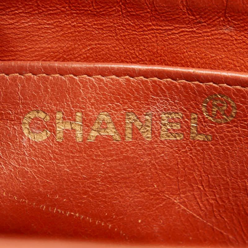 Chanel Quilted CC Logo Platinum Shoulder Bag Orange Brown Lambskin — view 8