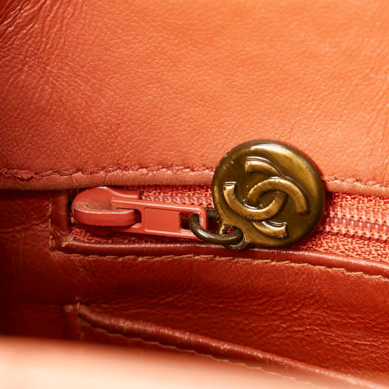 Chanel Quilted CC Logo Platinum Shoulder Bag Orange Brown Lambskin — view 7