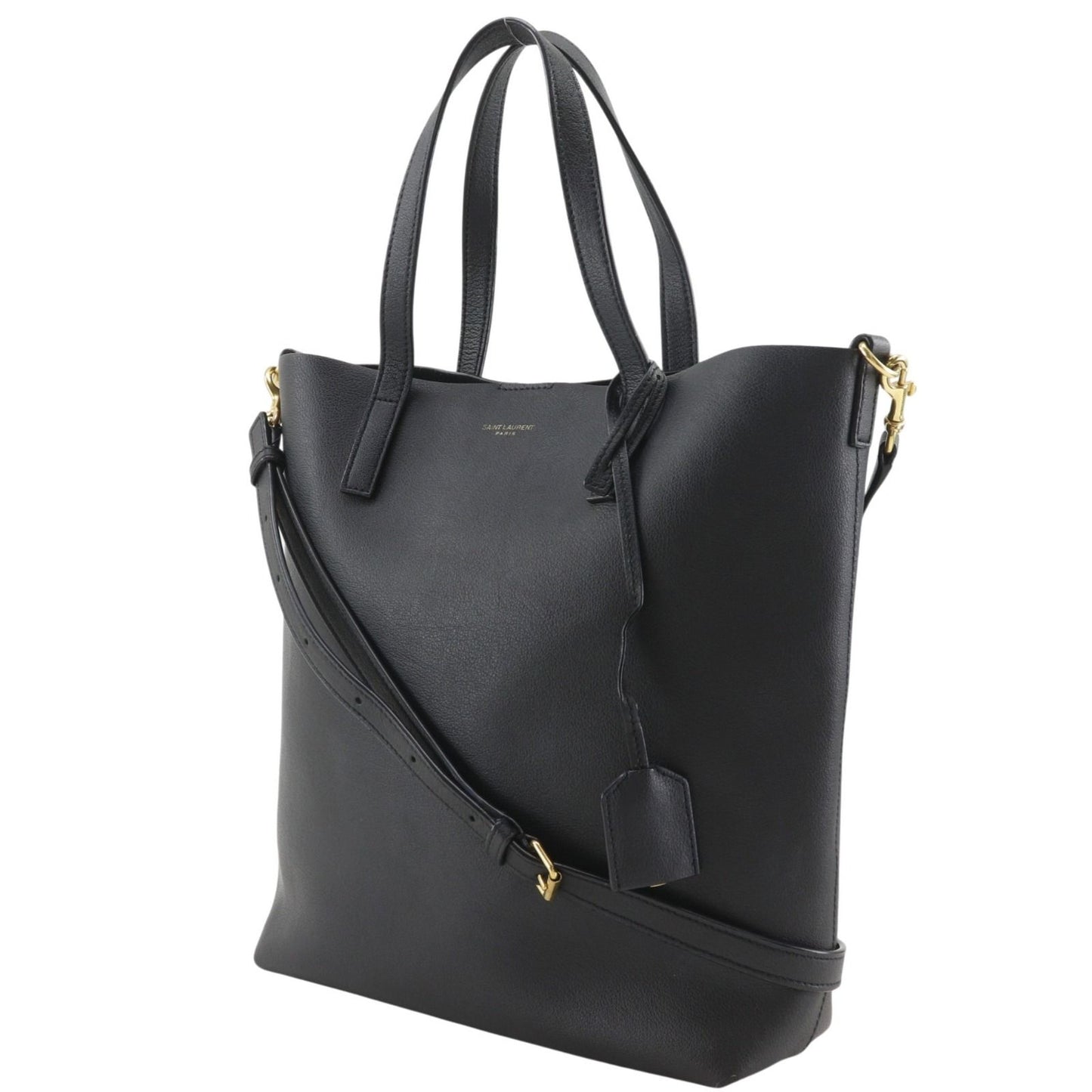Saint Laurent Toy Shopping Tote 2-Way Shoulder Calf Black Handbag — view 2