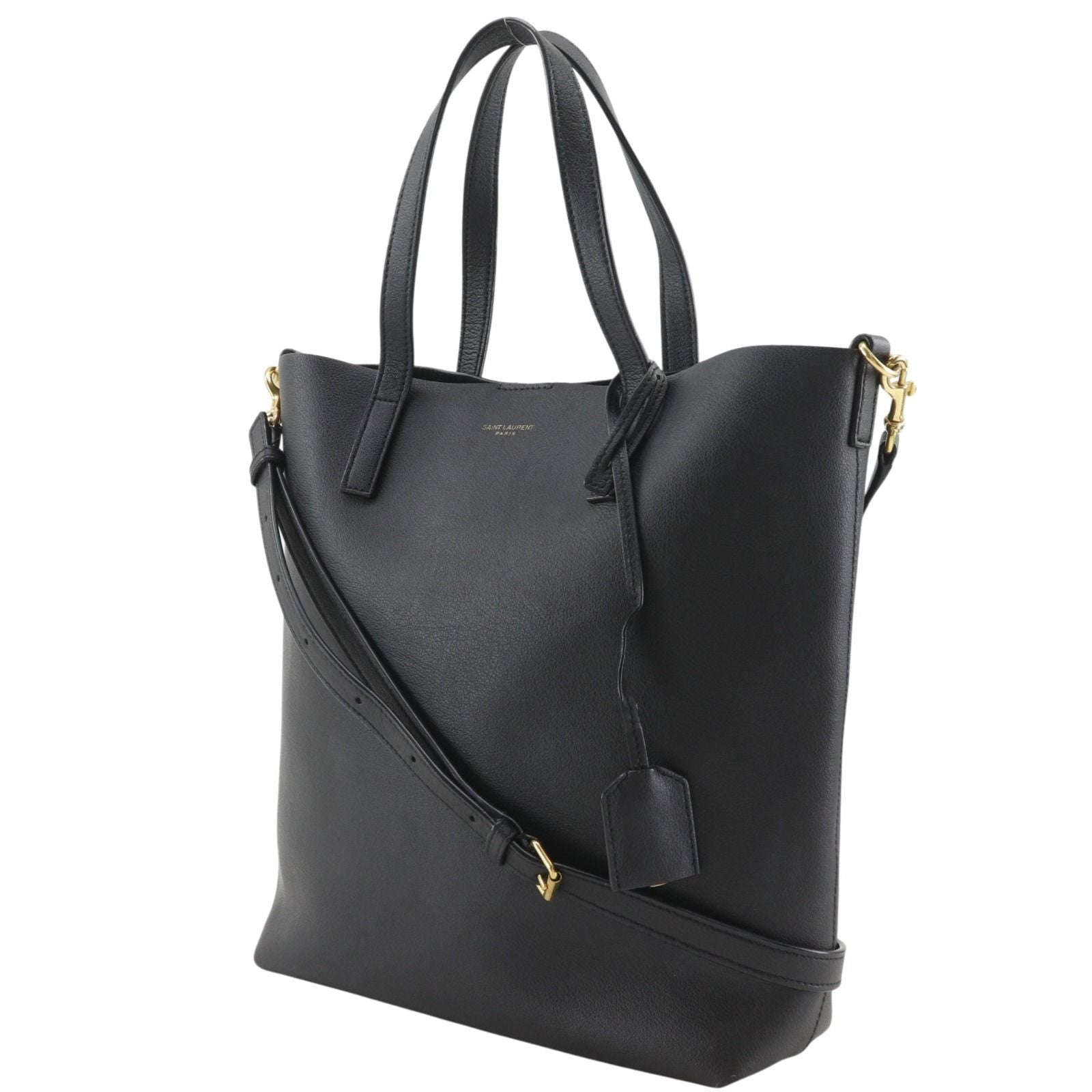 Saint Laurent Toy Shopping Tote 2-Way Shoulder Calf Black Handbag — view 2