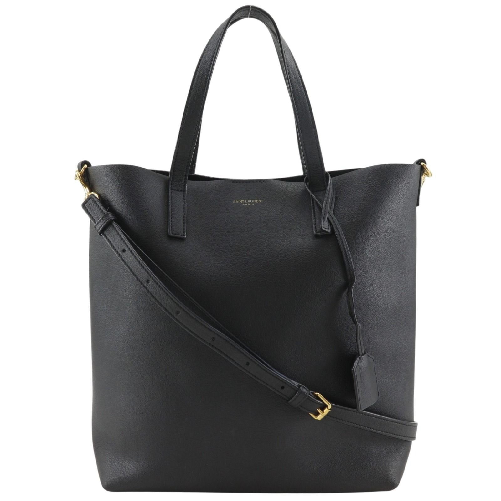 Saint Laurent Toy Shopping Tote 2-Way Shoulder Calf Black Handbag