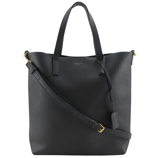 Saint Laurent Toy Shopping Tote 2-Way Shoulder Calf Black Handbag