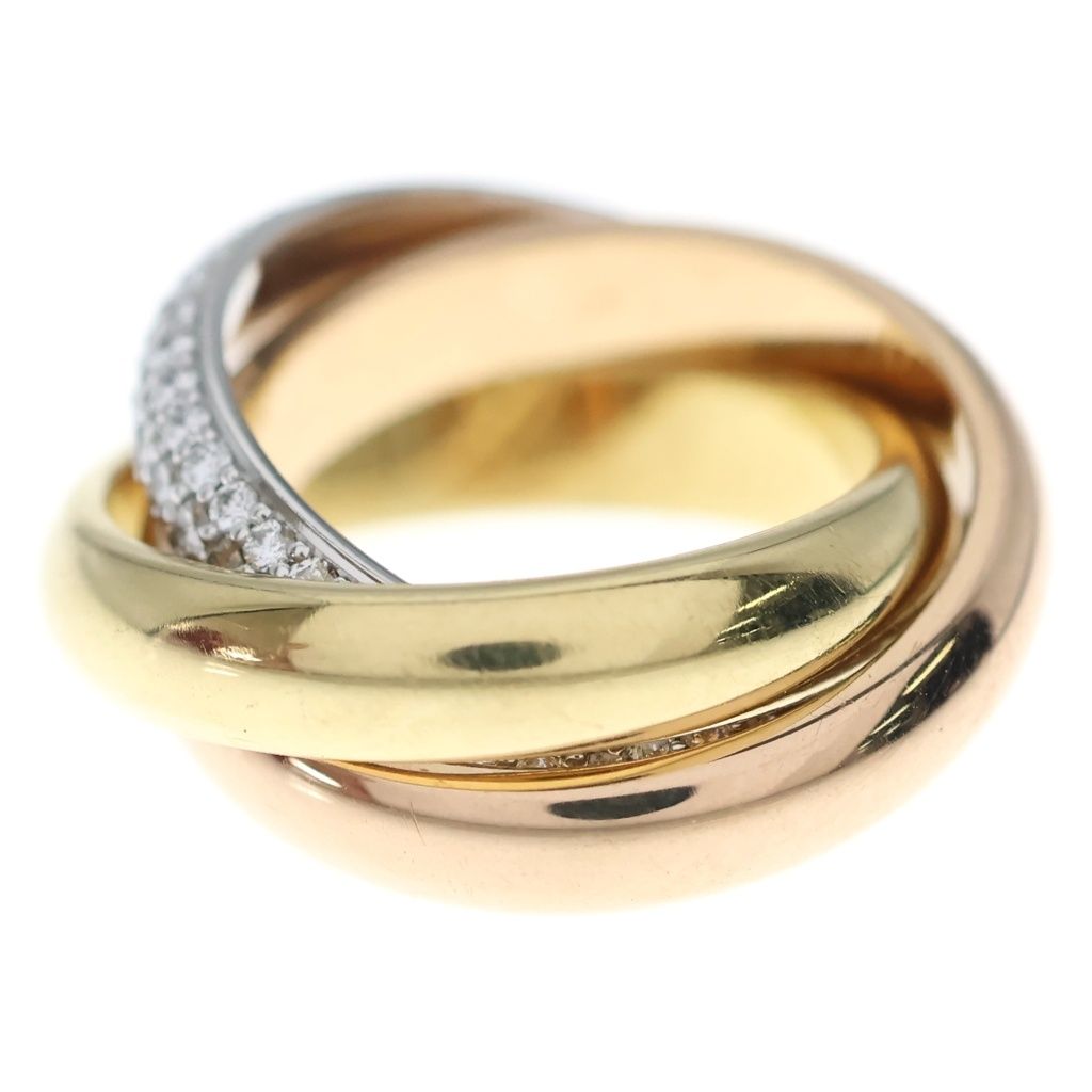 Cartier Trinity Classic Semi Pave Diamond Ring Gold Pink White — view 4