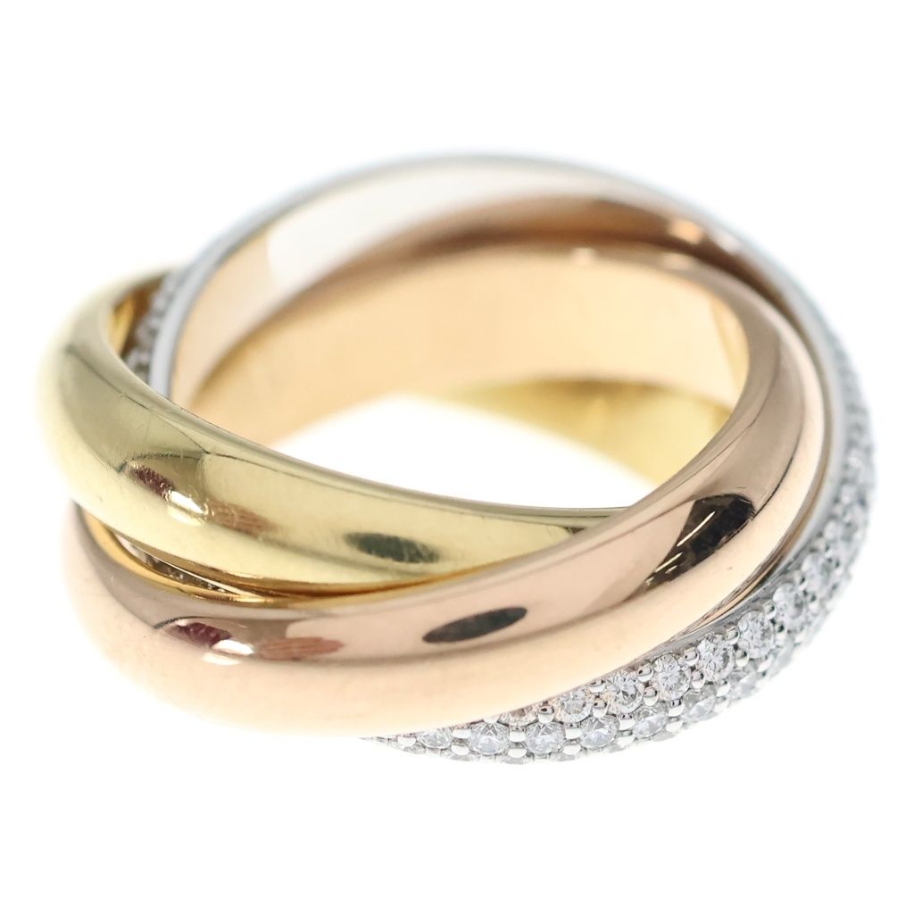 Cartier Trinity Classic Semi Pave Diamond Ring Gold Pink White — view 2