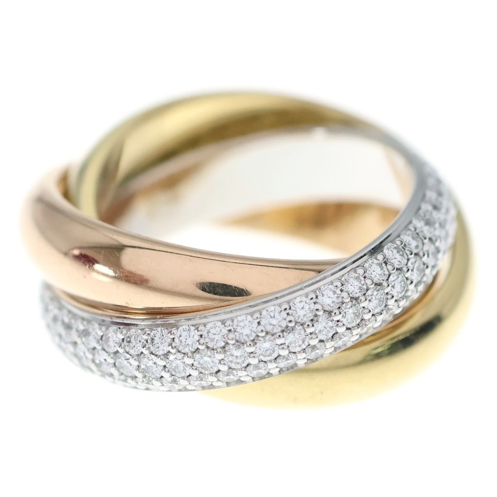 Cartier Trinity Classic Semi Pave Diamond Ring Gold Pink White — view 3