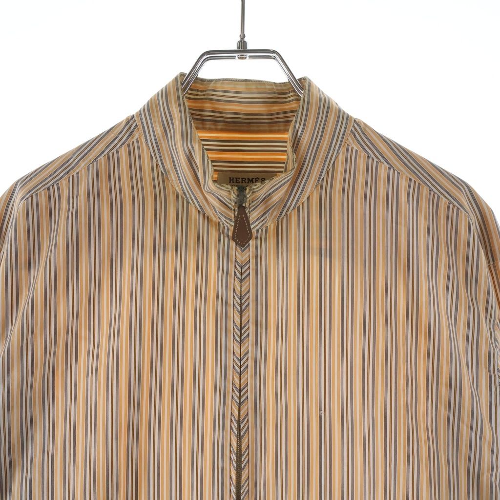 Hermes Half Zip Shirt Border Orange Multicolor Cotton — view 3
